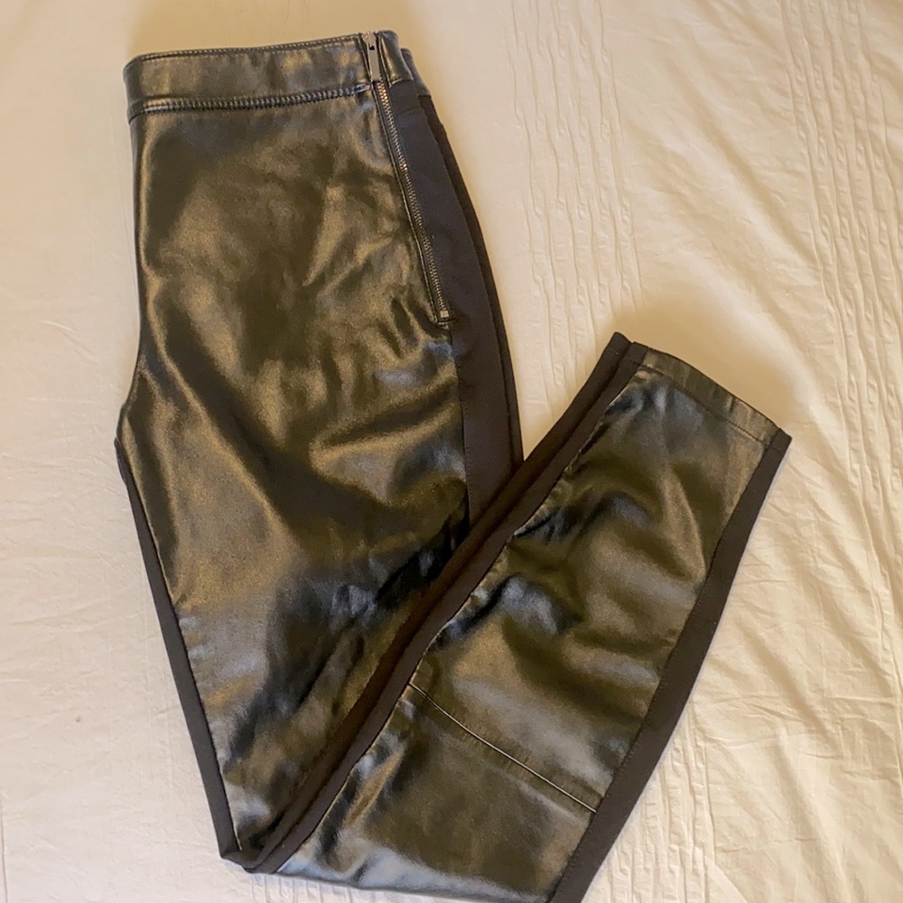 Black faux leather leggings